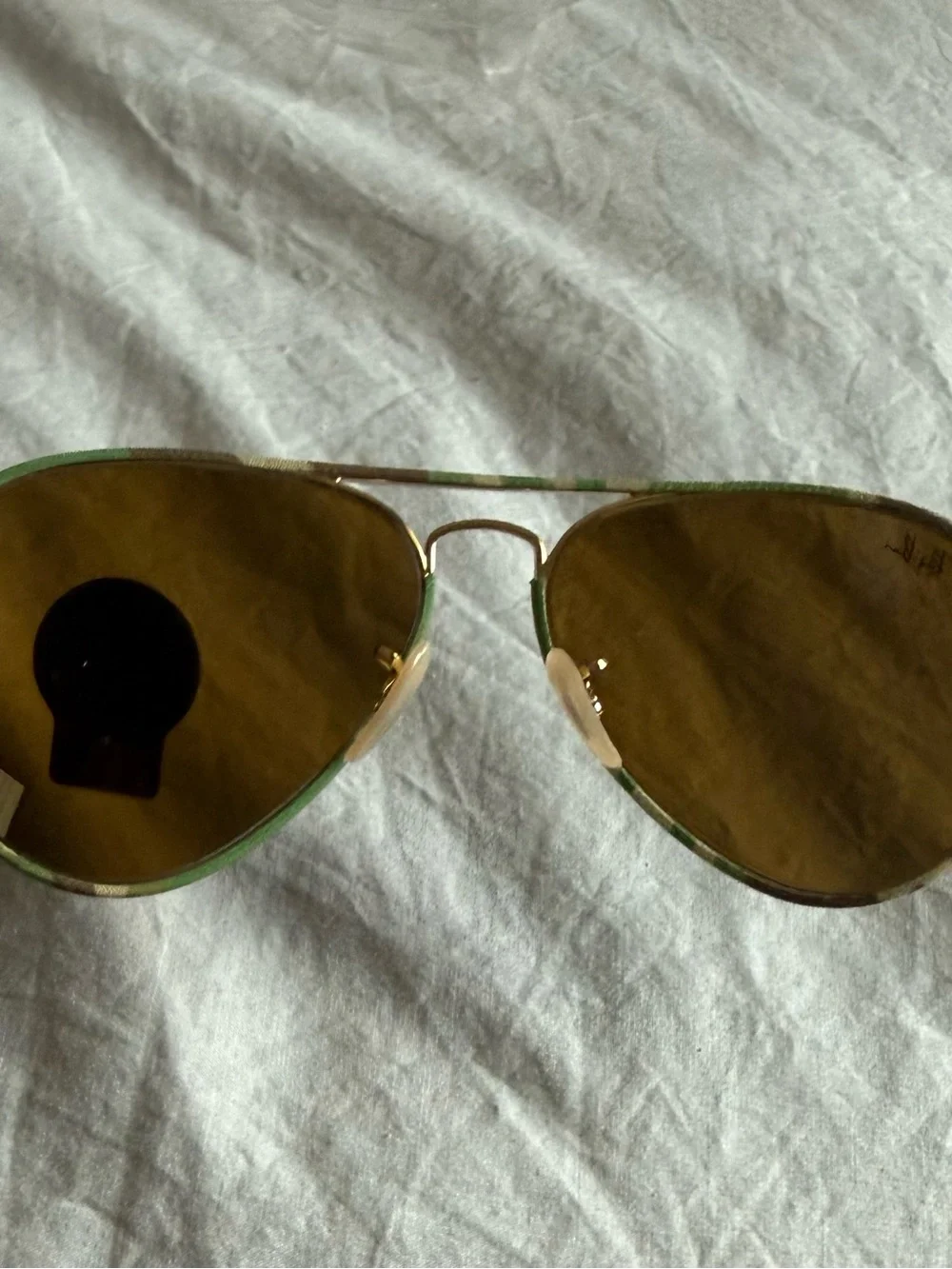 Unisex Ray-Ban Camo Print & Gold Frame Aviator Sunglasses with eBrown Lenses